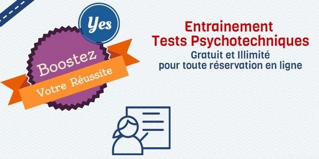 entrainement et préparation gratuite pour les tests psychotechnique pour permis